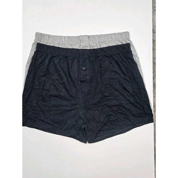 New 2 Pcs Dip Mens Knit Boxer short underwear 100% COTTON L 36-38" Black/ Grey - Picture 1 of 8